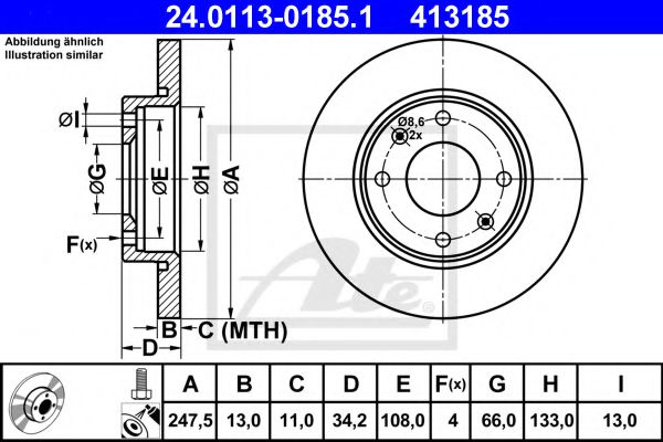 ATE Brake Disc 10123921 - ATE