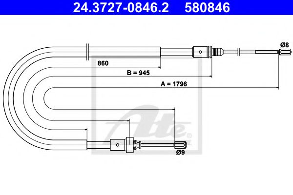 ATE Cable Pull, parking brake 10202937 - ATE