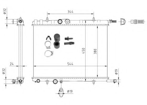 NRF Radiator, engine cooling 11544022 - NRF