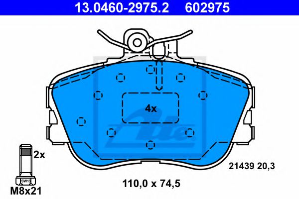 ATE Brake Pad Set, disc brake 10122810 - ATE