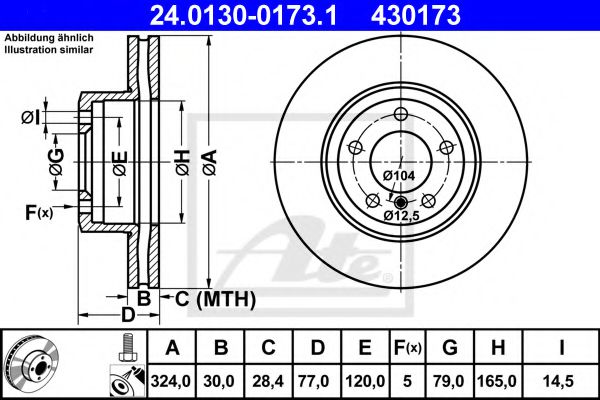 ATE Brake Disc 10124416 - ATE