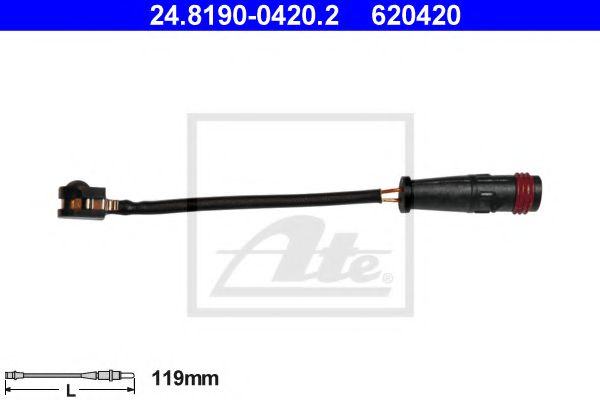 ATE Warning Contact, brake pad wear 10126860 - ATE