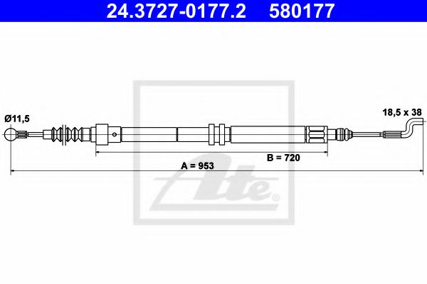 ATE Cable Pull, parking brake 10125891 - ATE