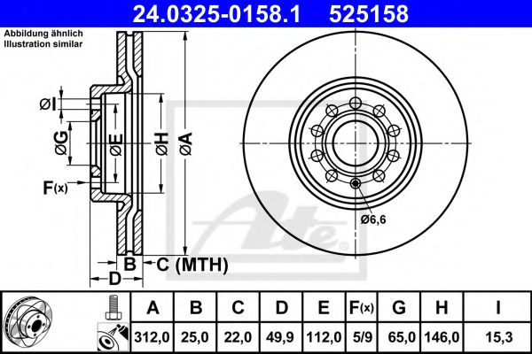 ATE Brake Disc 10201408 - ATE