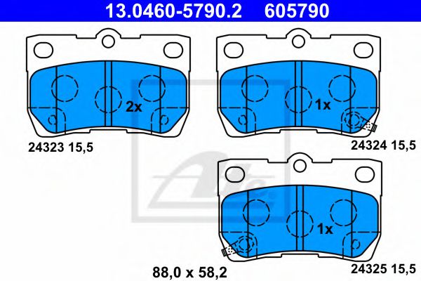 ATE Brake Pad Set, disc brake 10253543 - ATE