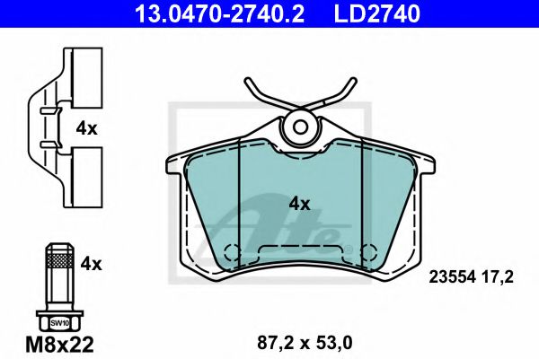 ATE Brake Pad Set, disc brake 10603925 - ATE