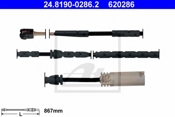 ATE Warning Contact, brake pad wear 10399706 - ATE