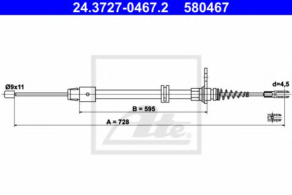 ATE Cable Pull, parking brake 10604166 - ATE