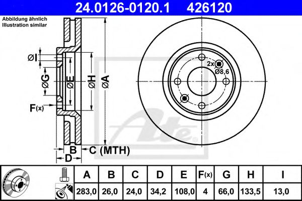 ATE Brake Disc 10124310 - ATE