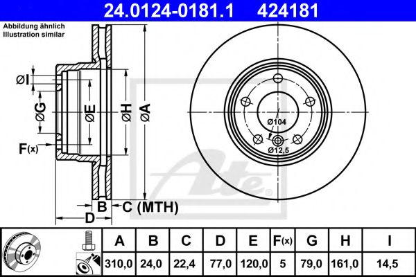 ATE Brake Disc 10124224 - ATE