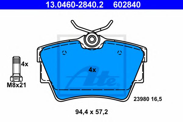 ATE Brake Pad Set, disc brake 10122722 - ATE