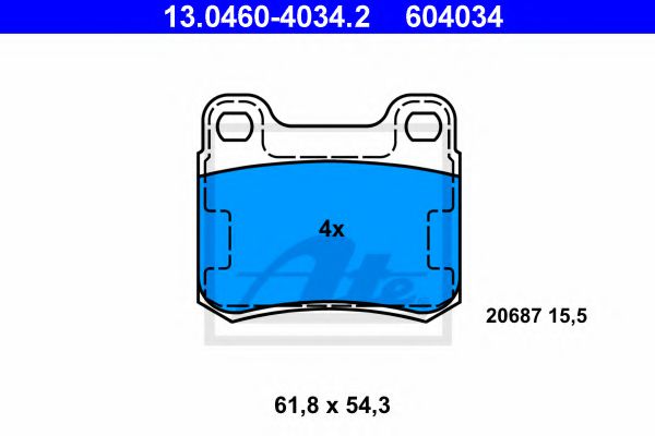 ATE Brake Pad Set, disc brake 10122942 - ATE