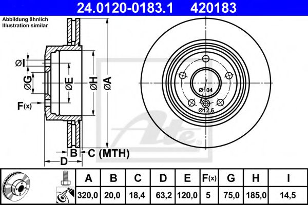 ATE Brake Disc 10124041 - ATE