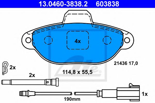 ATE Brake Pad Set, disc brake 10122866 - ATE