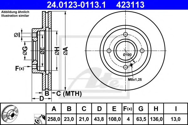 ATE Brake Disc 10399626 - ATE