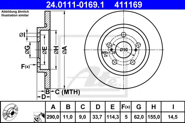 ATE Brake Disc 10604045 - ATE