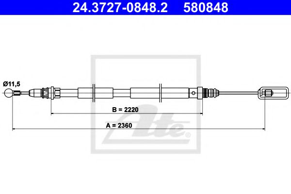 ATE Cable Pull, parking brake 10202939 - ATE