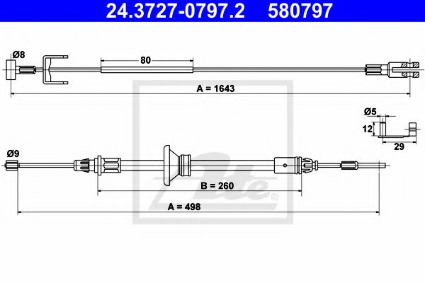 ATE Cable Pull, parking brake 10800964 - ATE