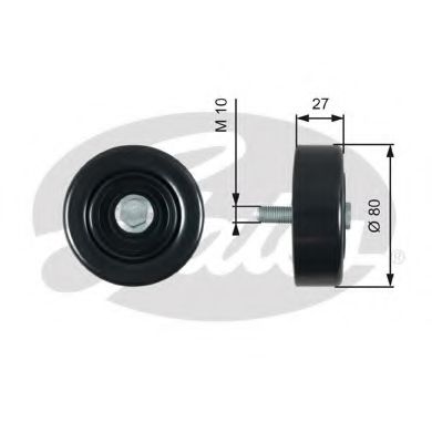 GATES Deflection/Guide Pulley, v-ribbed 12457019 - GATES