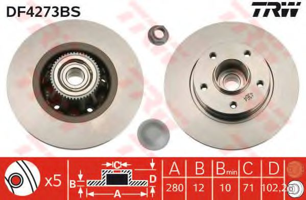 TRW Brake Disc 10708182 - TRW