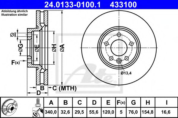 ATE Brake Disc 10800784 - ATE