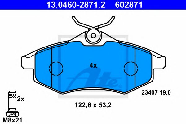 ATE Brake Pad Set, disc brake 10122743 - ATE