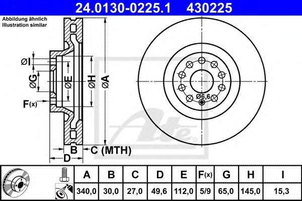 ATE Brake Disc 10800780 - ATE