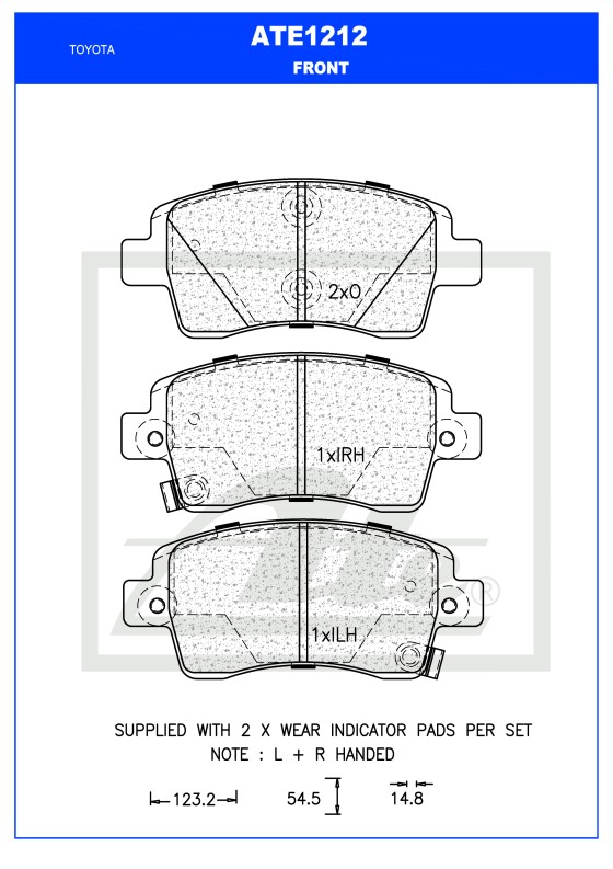 ATE Brake Pad Set, disc brake 12129001 - ATE